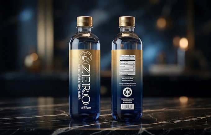 design premium water bottle label and packaging design