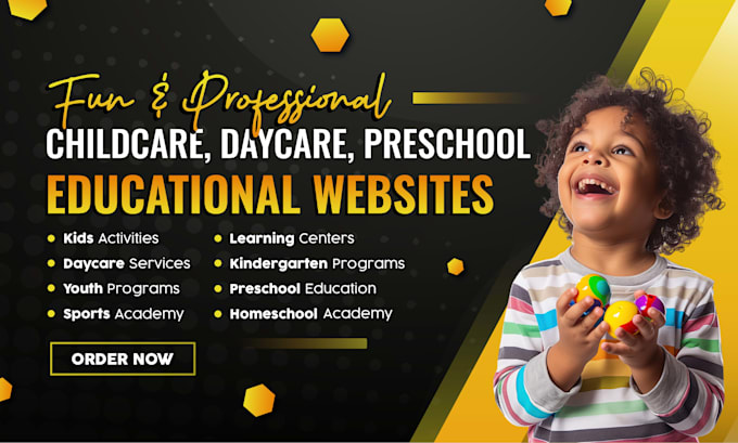 design educational website for daycare, childcare, preschool or kindergarten