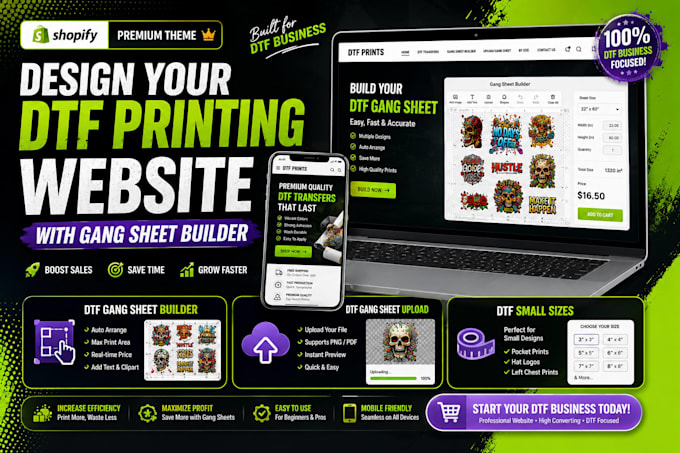 design dtf printing website with gang sheet builder