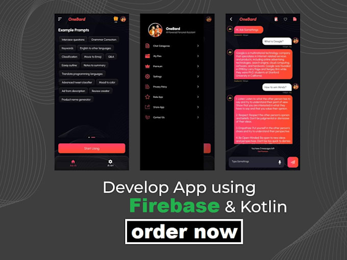 develop an optimized android app using kotlin and firebase