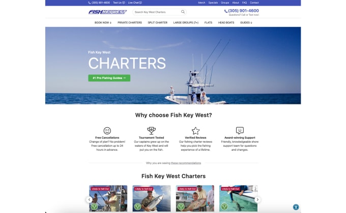 create fishing charter wordpress website design with booking feature