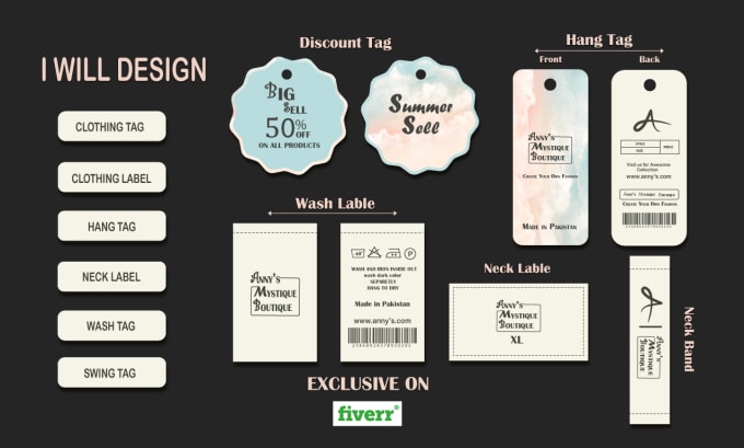 Design hang tag and clothing label by Poppat_designs | Fiverr