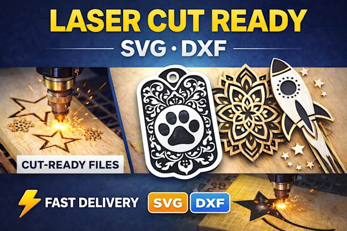 create laser cutting ready svg dxf vector files for cnc