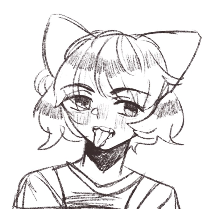 Draw anime, nsfw, or fanart in sketch style by Mooncattt Fiverr
