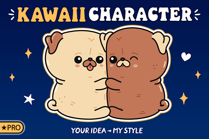 create custom kawaii character, mascot or sticker set