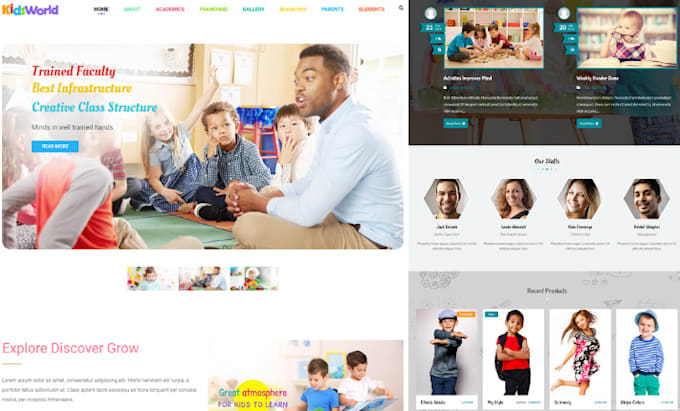 design kindergarten website preschool childcare, daycare elder website