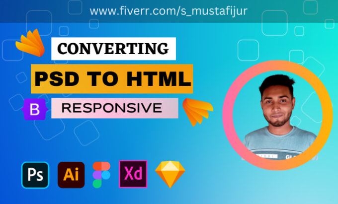 Convert your psd to html figma to html css using bootstrap responsive ...