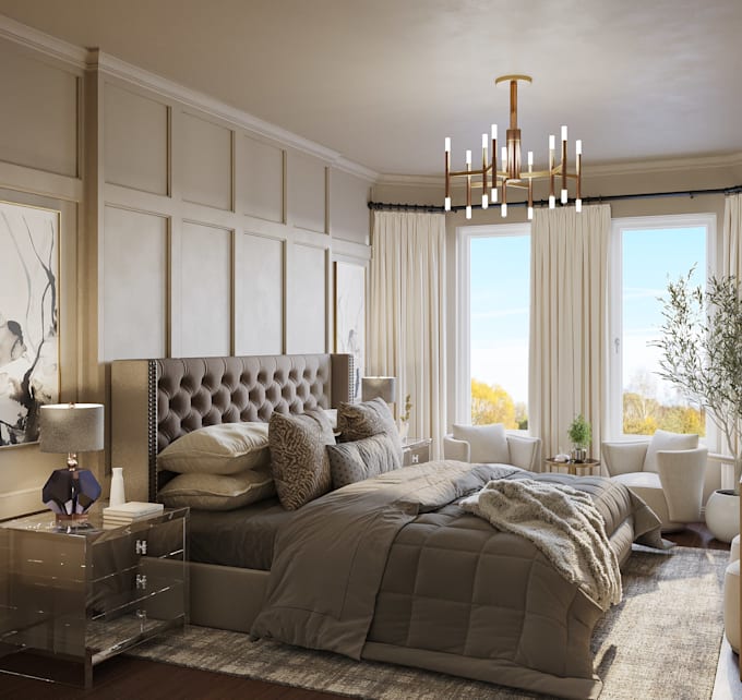 create full home interior 3d rendering with 3dsmax and corona