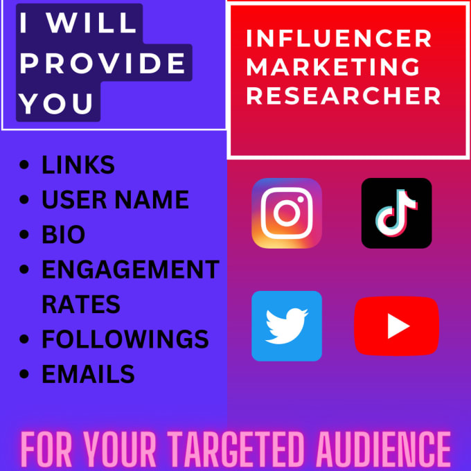 Build a list of influencer with research by Stepstudio24 Fiverr