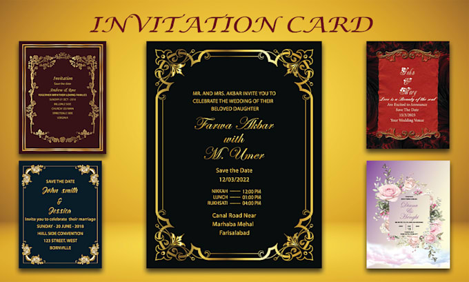 Design awesome wedding,baby shower,holiday and party invitation card by ...