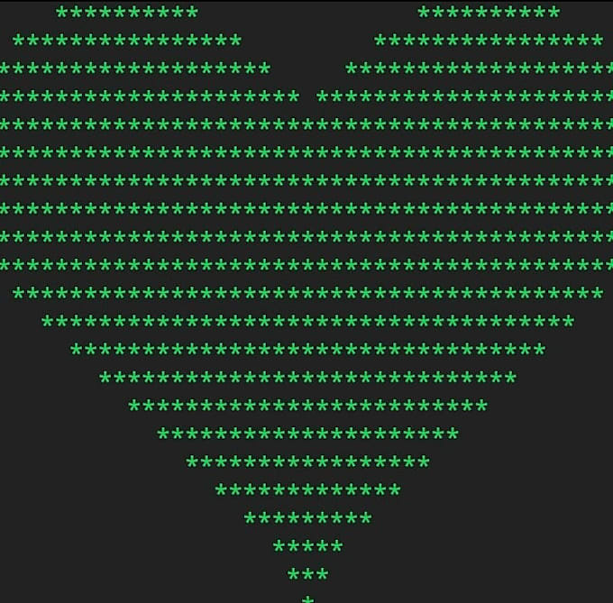code a romantic heart for your girlfriend in dev c