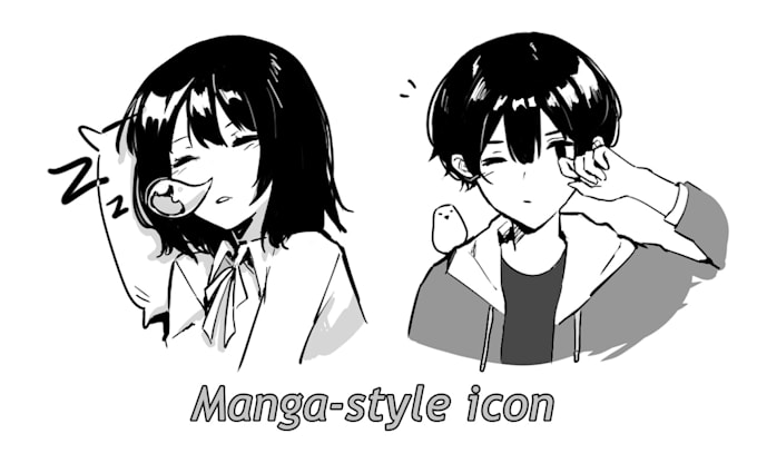 Draw aesthetic manga style illustration in black and white by ...