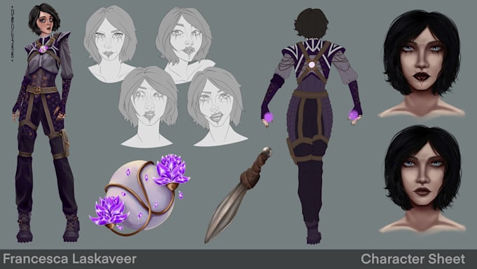 Design your character and create a concept art sheet by D0dg3rr | Fiverr