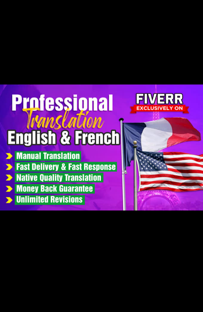Translate from english to french and chinese by Onyebuchi11 Fiverr