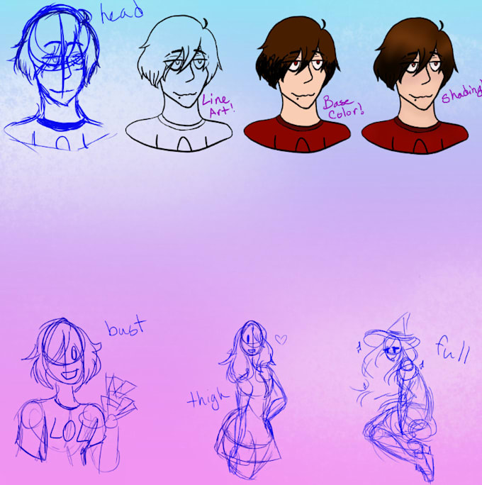 Draw digital ocs and fan art by Namelessblanc Fiverr