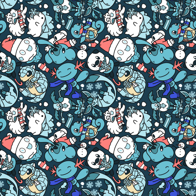 create unique pattern cute characters cartoon with my style