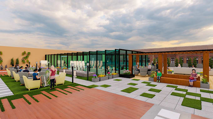 do 3d realistic rendering for outdoor environment and landscape