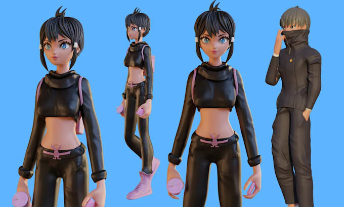 model custom anime characters in 3d for games, animation, or vtubers