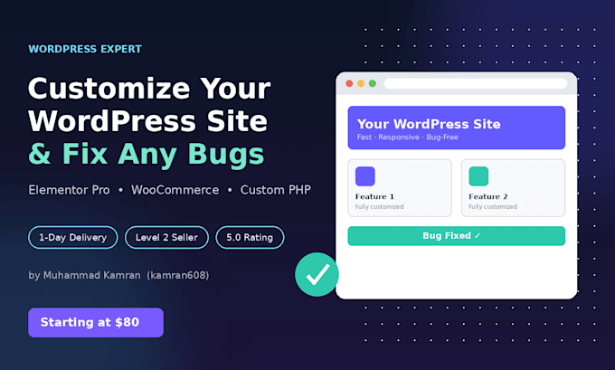 customize your wordpress website and fix bugs