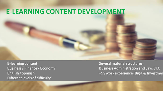 develop elearning content about finance or economy