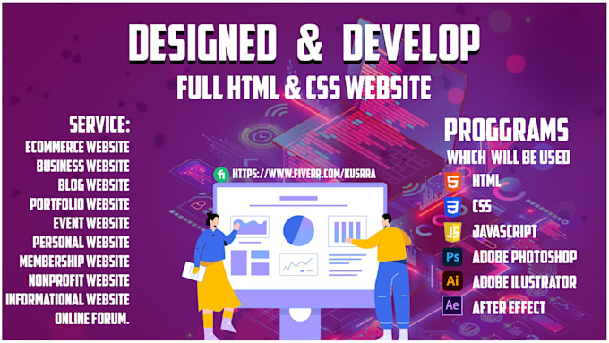 Design and develop complete html css website by Kusrra | Fiverr