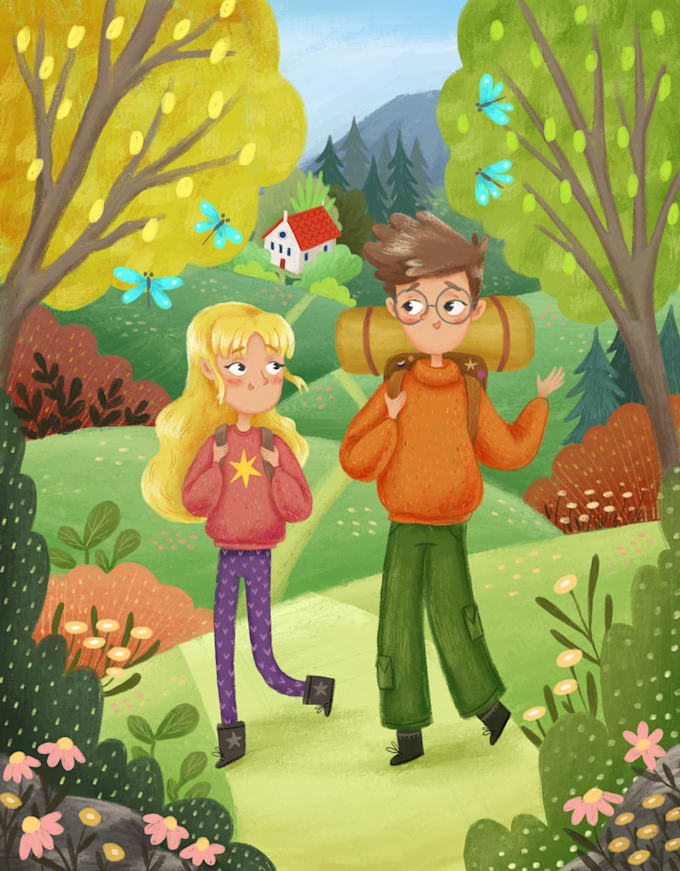 draw awesome children illustration for you kids story book, amazon kdp, game