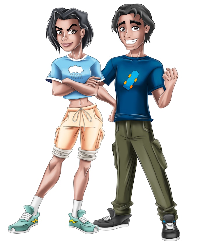 draw your teenager or young character in cartoon style