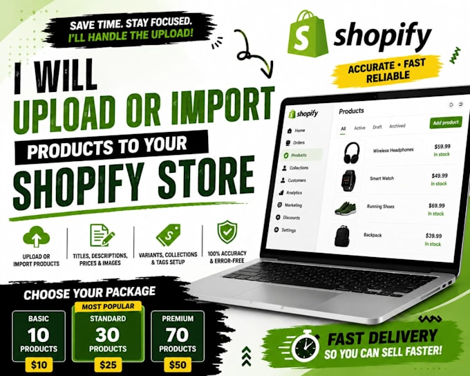 upload or import products to your shopify store