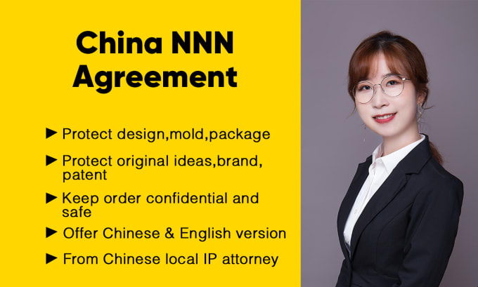 Draft the china nnn agreement for your designed products and mold by