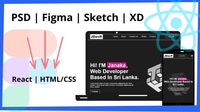 Convert figma, xd, sketch,html , css , and psd to responsive react js ...