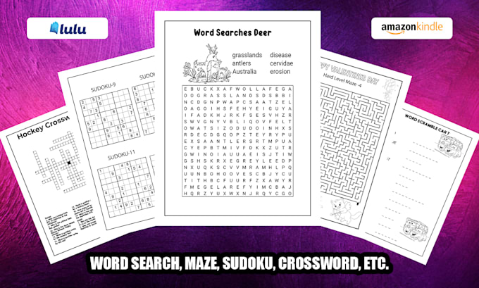 Create niche based sudoku crossword word search mazes puzzle activity