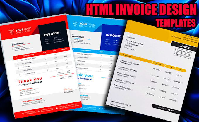 Design an invoice template by using html css by Edmilsonalves07 | Fiverr