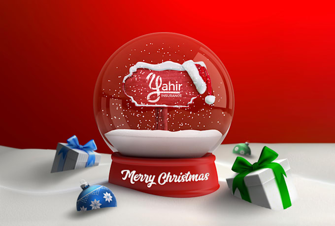 put your logo or message in a christmas snow globe in photoshop