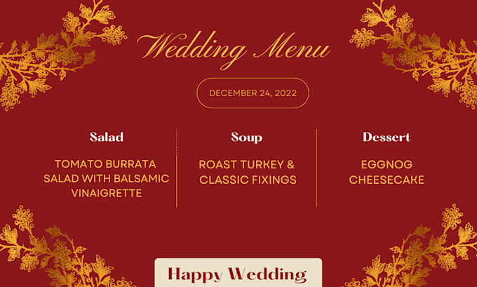design elegant romantic floral wedding menu and signage set