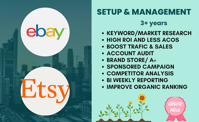 do ebay etsy full management listings optimization, PPC, sales growth, reports
