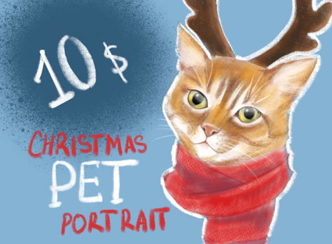 draw christmas pet portrait