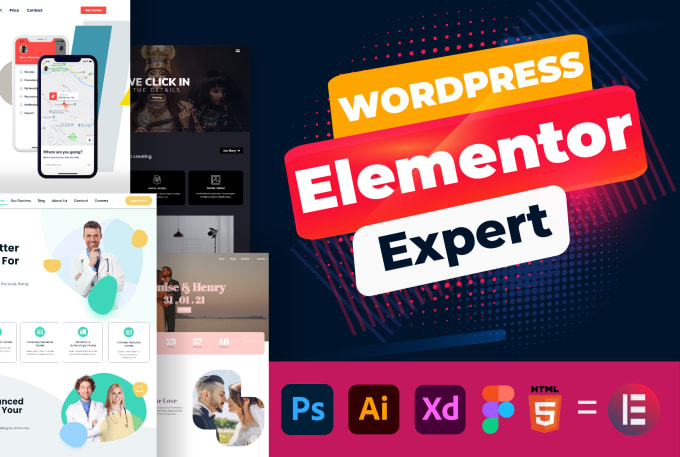 Convert psd ai xd figma html wix to wordpress using elementor pro
