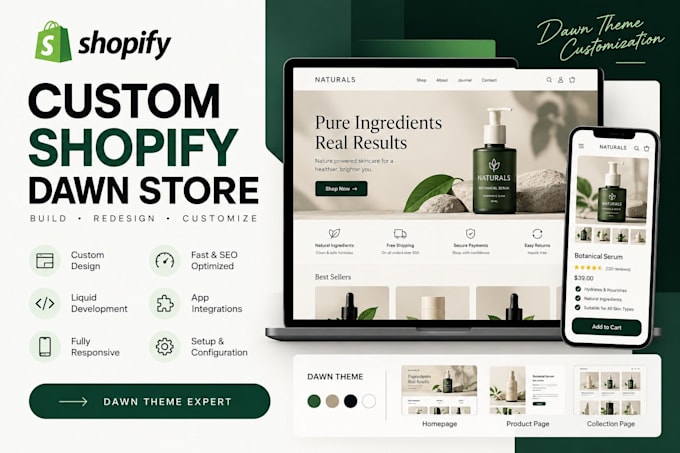build or customize shopify store on the dawn theme