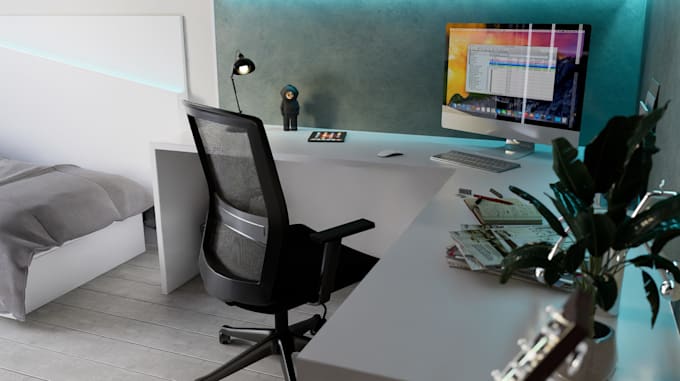 do modeling and rendering for teenage room