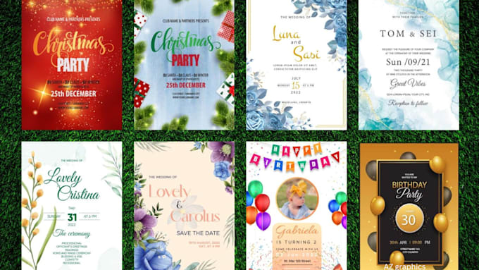 Christmas card, greeting card, holiday invitations by Azgraphic876 | Fiverr