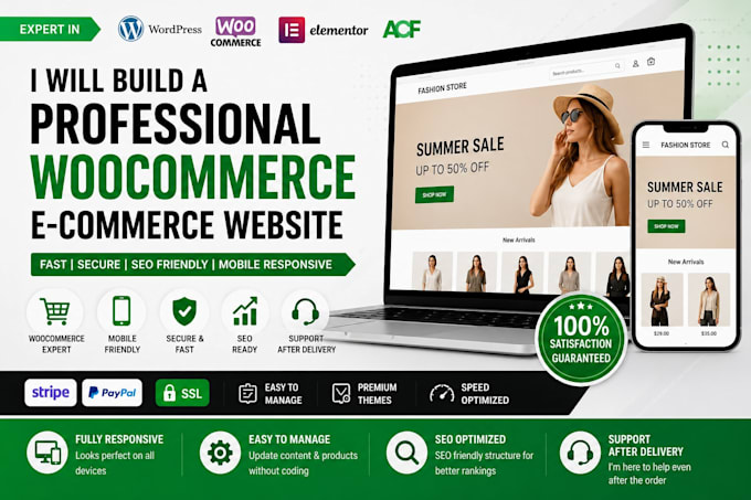 build a professional woocommerce website or online store