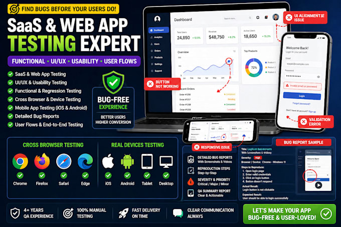 test your saas app for bugs and UI UX issues