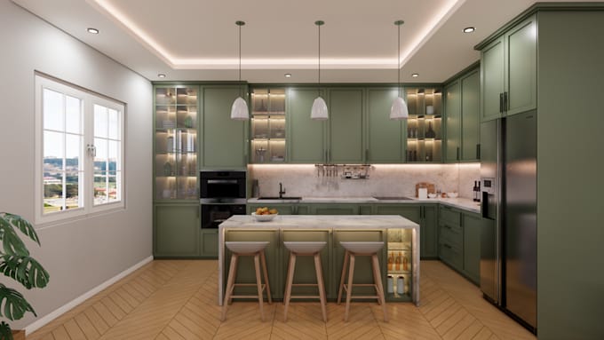 Do kitchen living interior design 3d rendering by Lamiya2020 | Fiverr