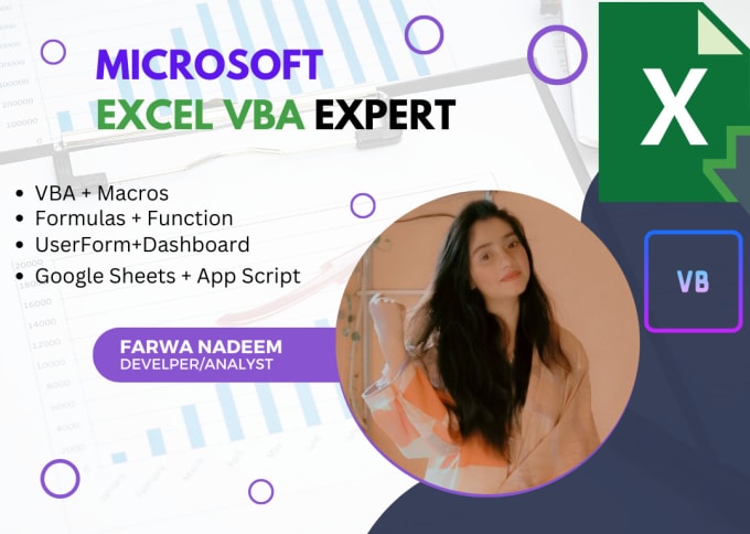 Do excel, excel vba, excel macro, formulas, and chart by Fiya_29 | Fiverr