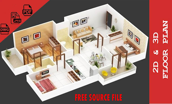 design 2d floor plan and 3d floor plan