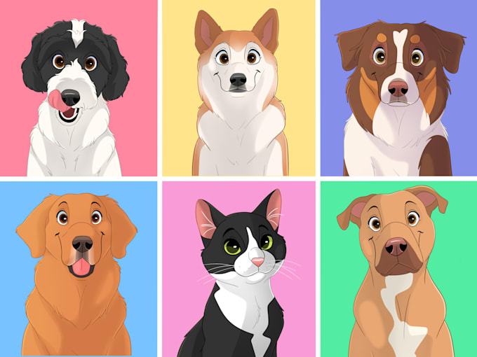 draw your lovely pet into disney cartoon portrait