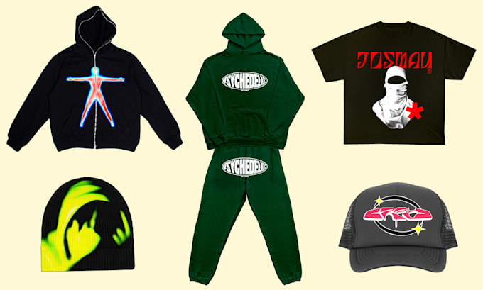 I will create a luxury streetwear design or y2k tshirt, tracksuit, beanie, hoodie