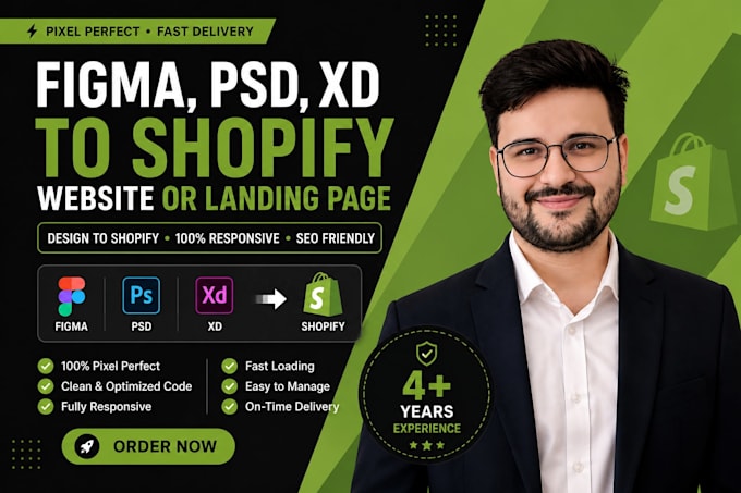 convert figma, PSD, xd to shopify website or shopify landing page