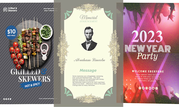 design funeral flyer, celebration flyer and digital flyer