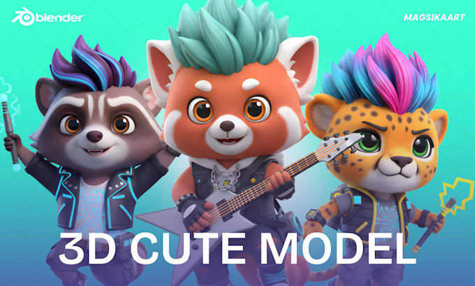 design 3d modeling character, 3d animal, 3d game, cartoon modeling for mascot or